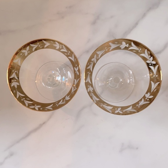 Vintage Gold Rimmed Martini Glasses Set of 2 - Picture 2 of 6